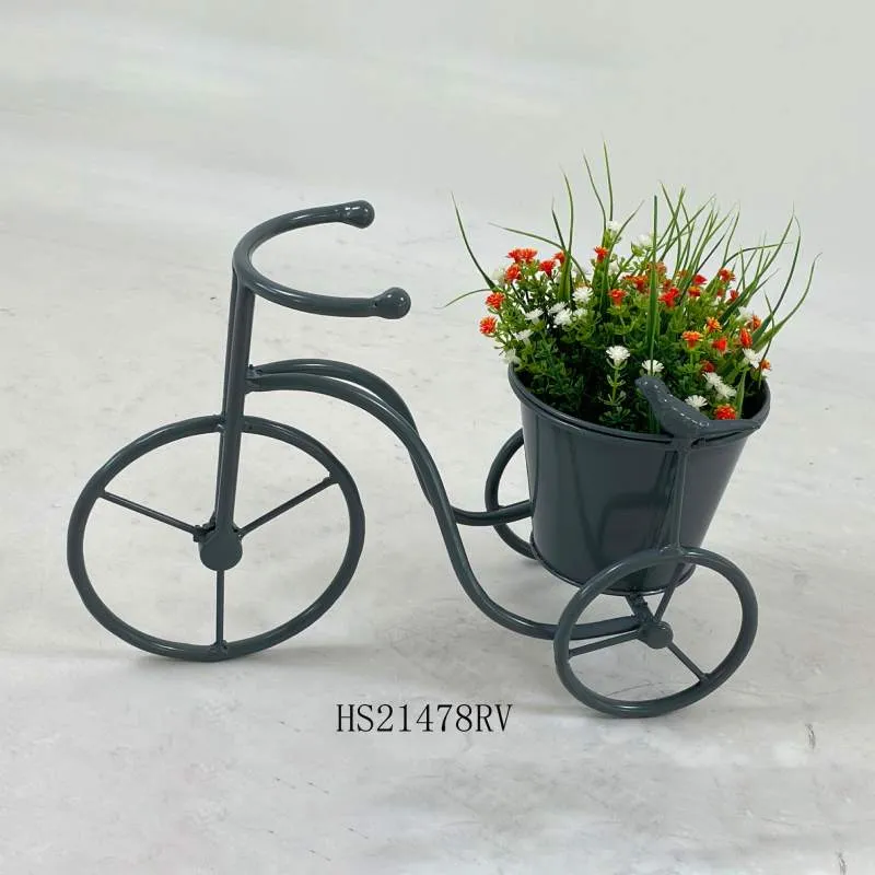 پرندوں کی سجاوٹ کے ساتھ دھاتی سائیکل پلانٹ ہولڈر